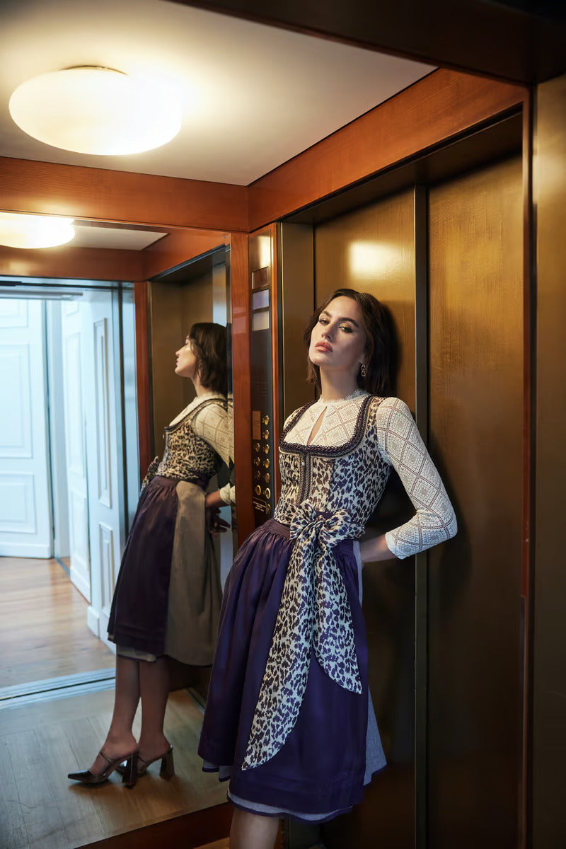 Kruger Midi Dirndl 2pcs. 60cm "Laren" purple (38)