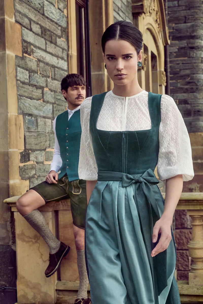 Kruger Midi Dirndl 2pcs. 60cm "Lynette" blue