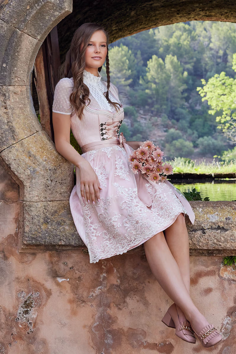 Kruger Mini Dirndl 2pcs. 50cm "Junie" pink (32,38,40)