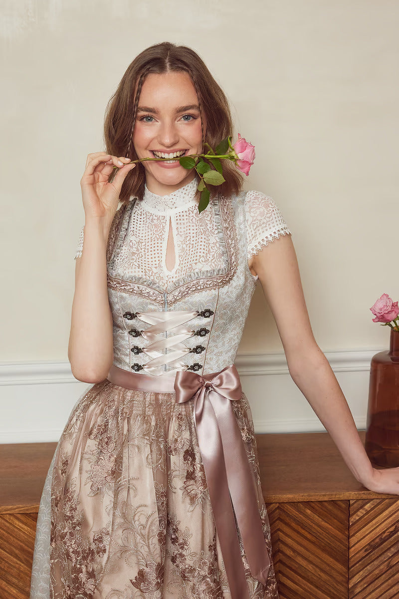Kruger Midi Dirndl 2pcs. 60cm "Emilija" gray