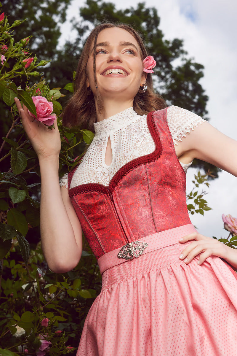 (new) Kruger Midi Dirndl 2pcs. 60cm "Fynia" red (size 46)