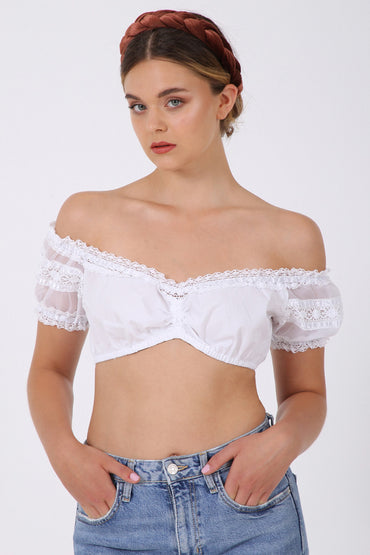 Kruger Ebony Carmen dirndl blouse in white