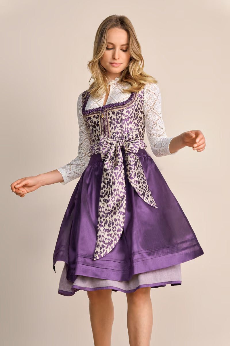 Kruger Midi Dirndl 2pcs. 60cm "Laren" purple (38)