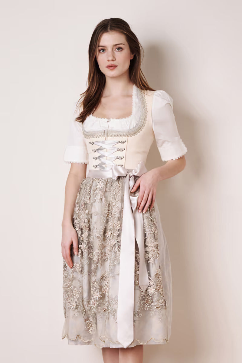 Kruger Long Dirndl 2pcs. 70cm "Monique" beige (36,38)