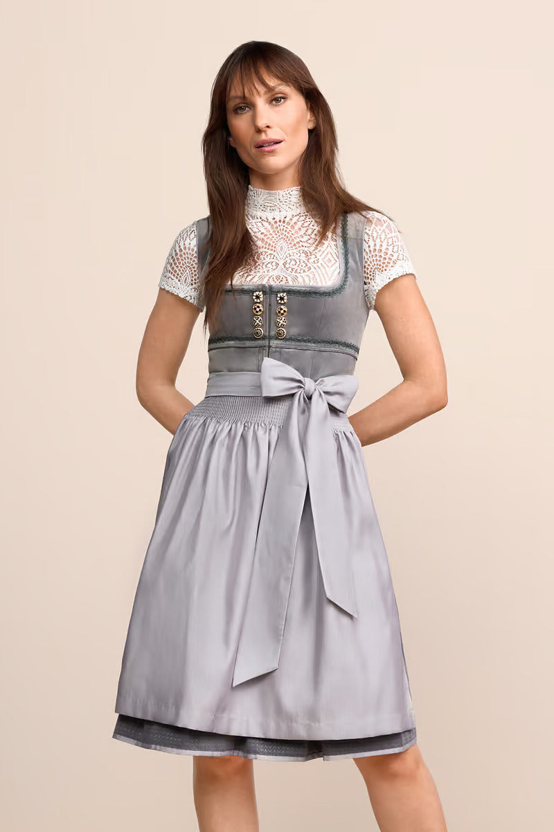 (new) Kruger Midi Dirndl 2pcs. 60cm "Milda" gray