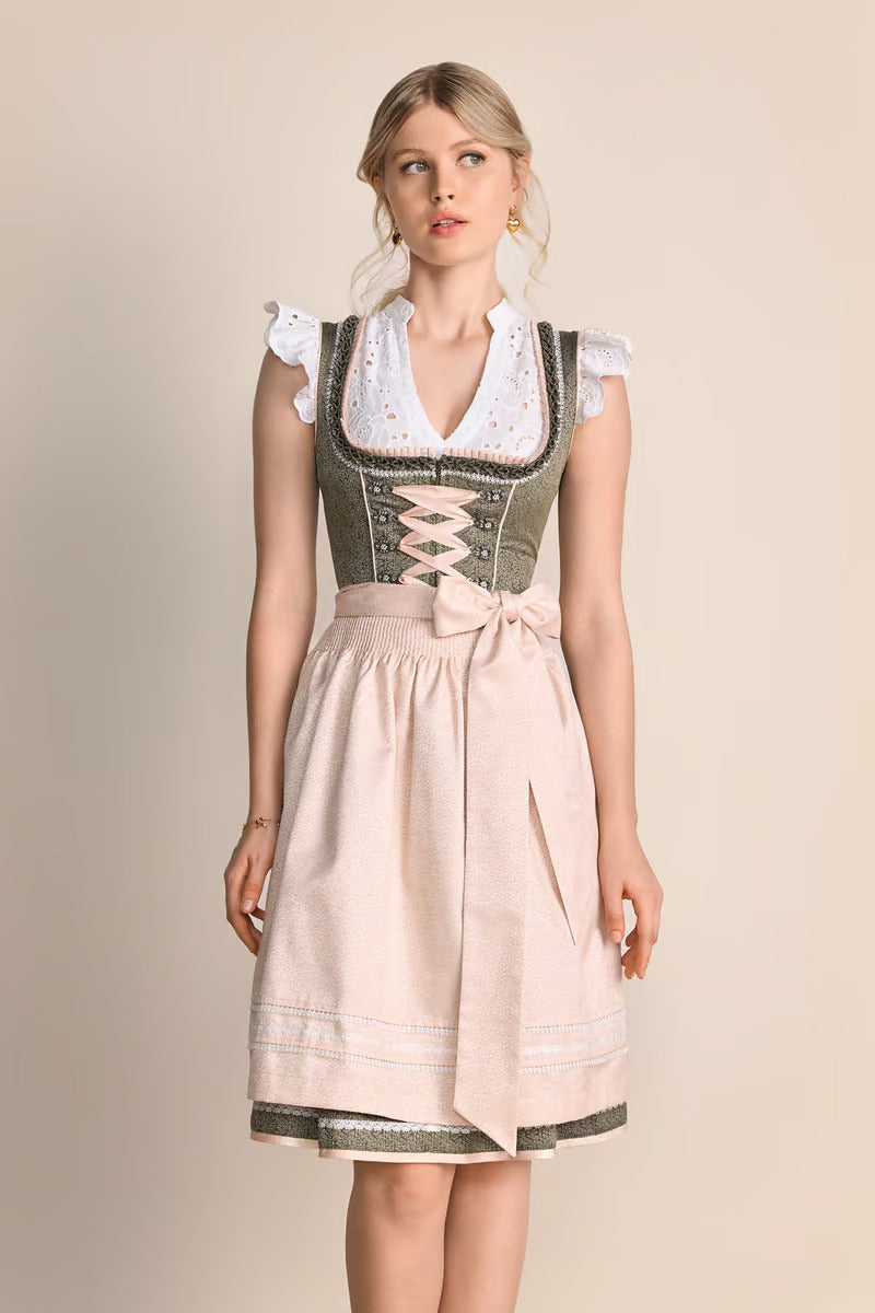 Kruger Midi Dirndl 2pcs. 60cm "Elowen" green