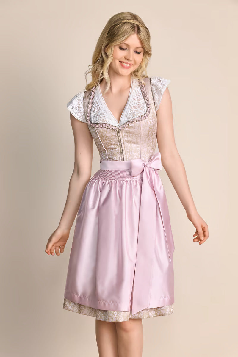 Kruger Midi Dirndl 2pcs. 60cm "Bruni" pink