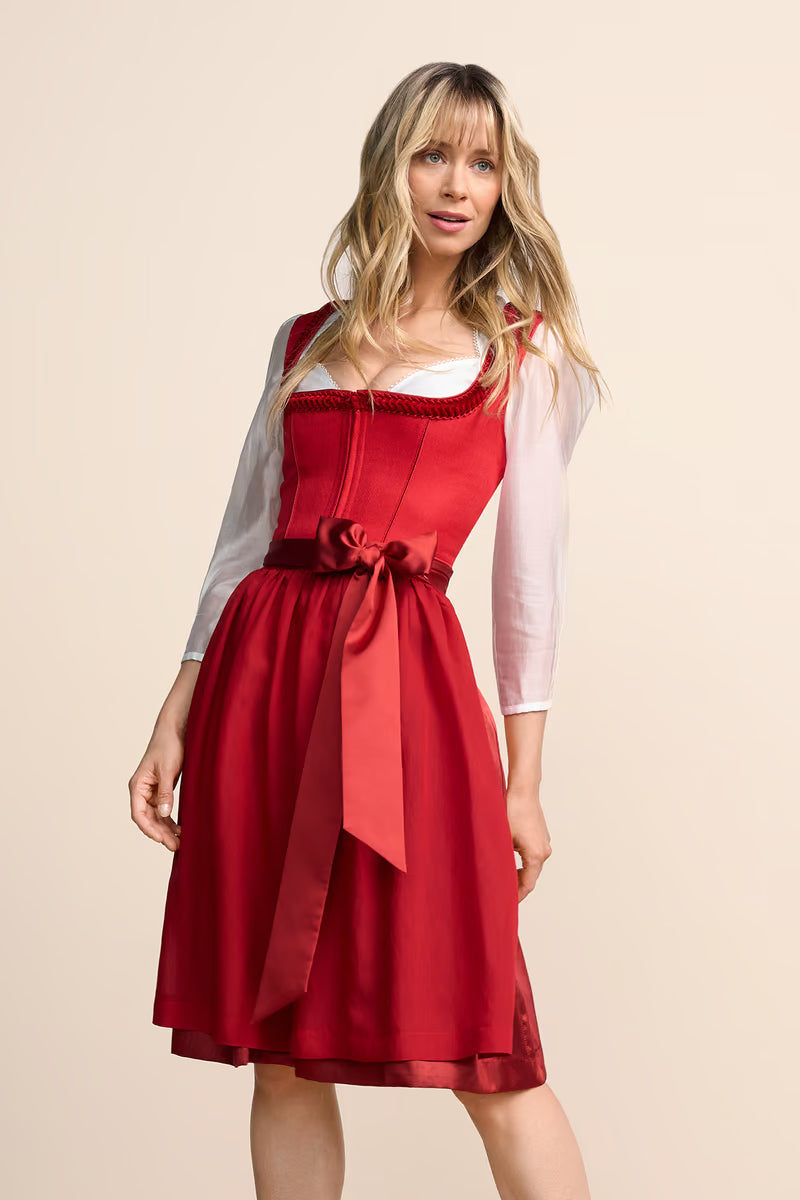 Kruger Midi Dirndl 2pc 60cm "Esmaray" red
