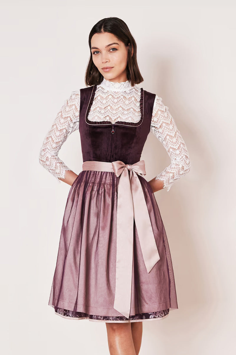 Kruger Midi Dirndl 2pcs. 60cm "Joelina" berry