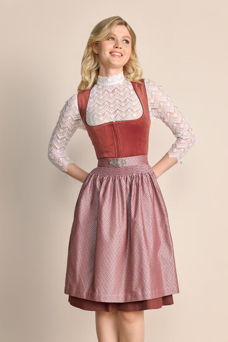 Kruger Midi Dirndl 2pcs. 60cm "Alisha" red