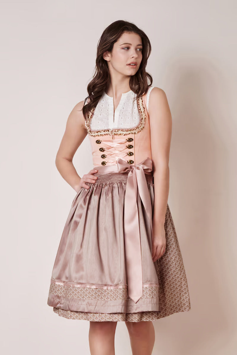 Kruger Midi Dirndl 2pcs. 60cm "Leonita" Pink (size 38)