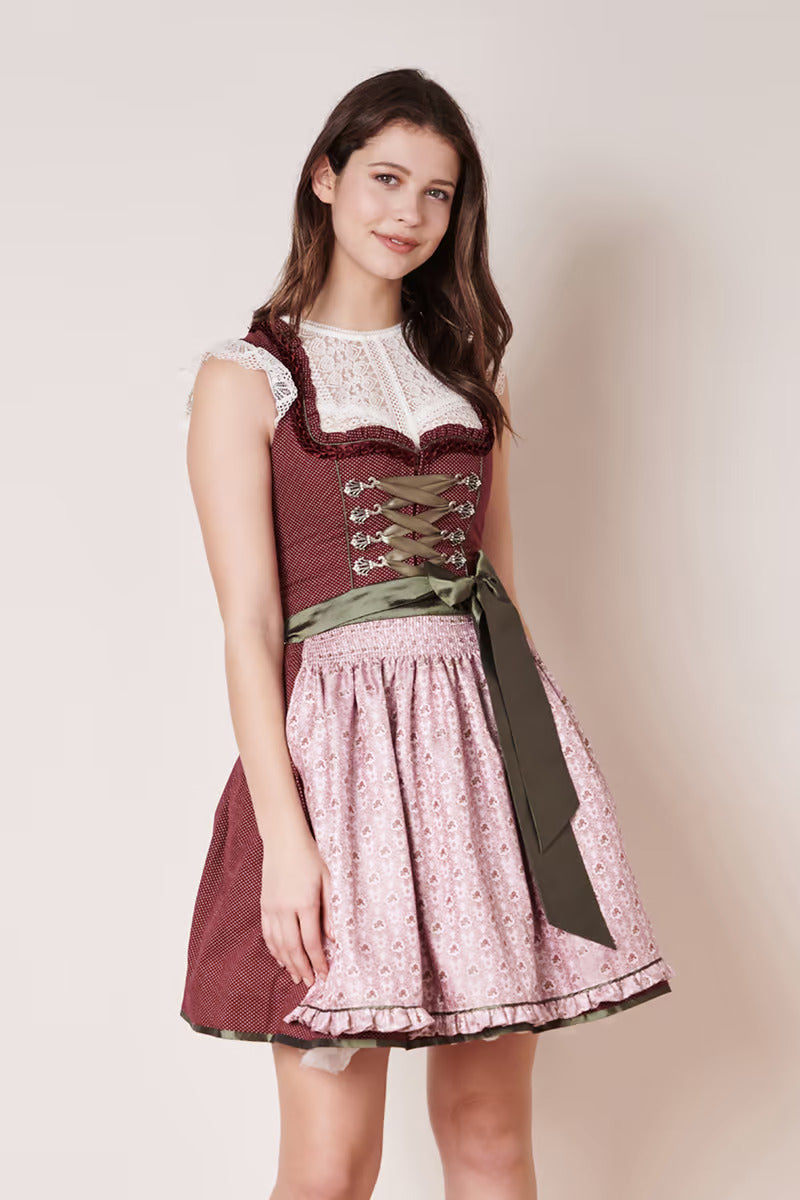 Kruger Mini Dirndl 2pcs. 50cm "Doris" red (36,38)