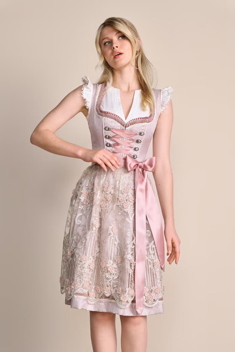 Kruger Midi Dirndl 2pcs. 60cm "Marielena" pink