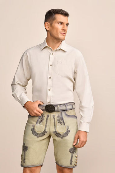 Krueger Traditional Shirt "Don" beige, elegant design, long sleeves, round neckline.