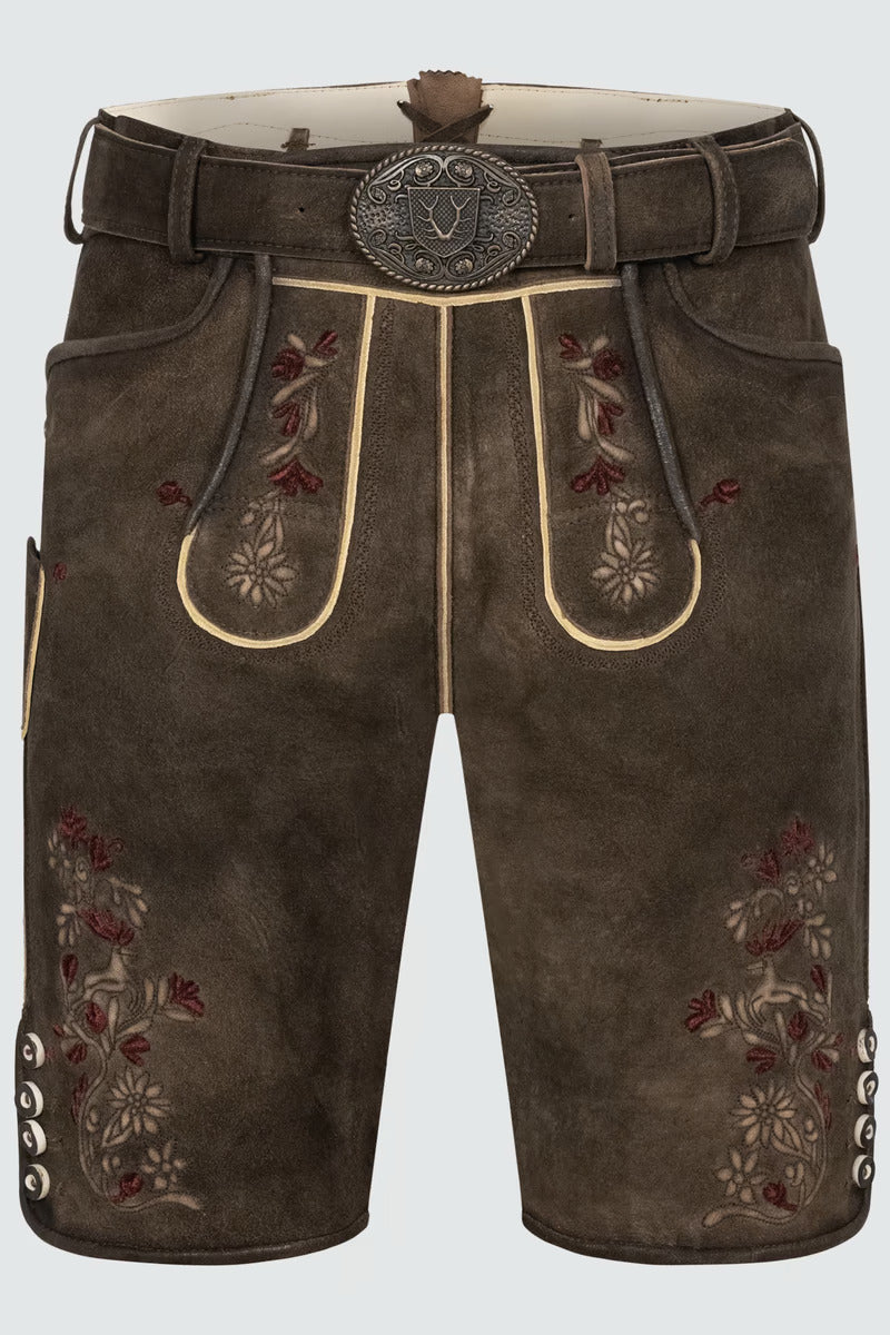 Kruger Men's Lederhosen "Olivier" with belt (brown) low stock