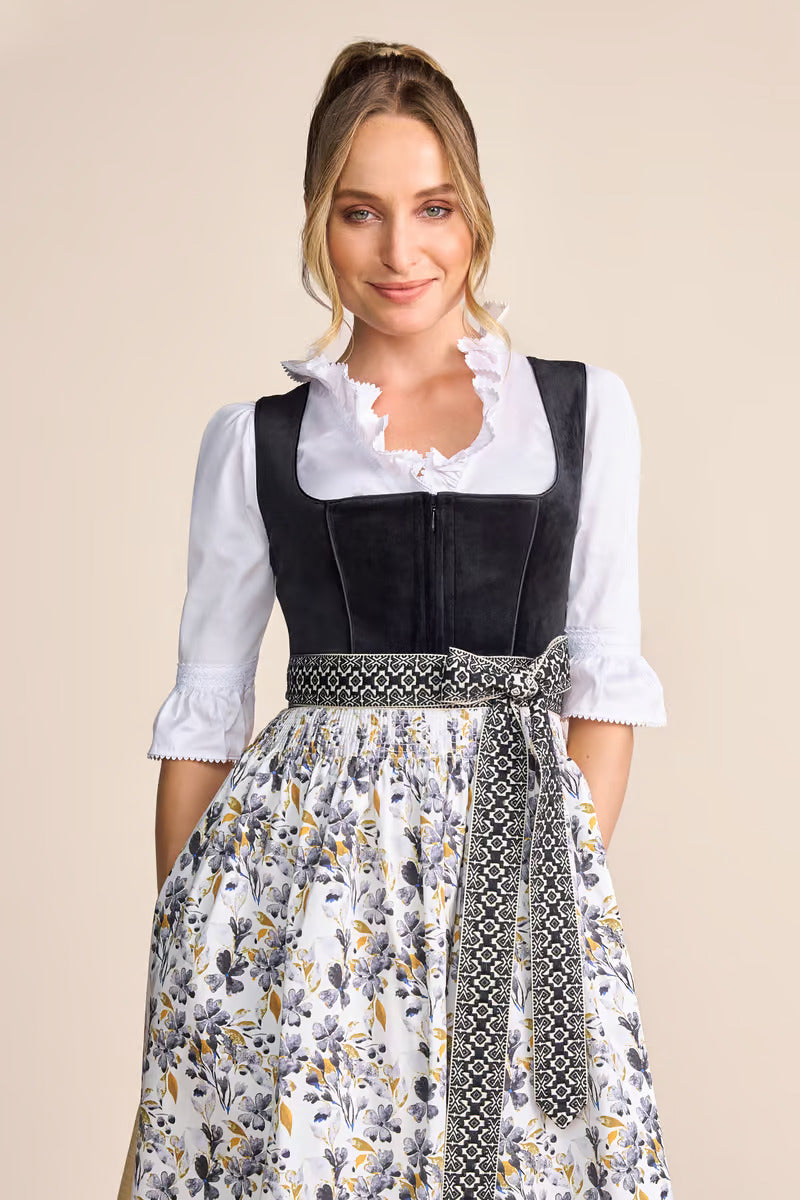 Kruger Midi Dirndl 2pcs. 60cm "Lona" black (36,38,44,46) closeout