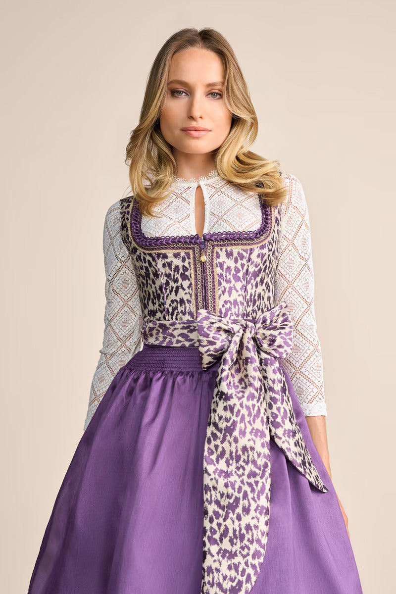 Kruger Midi Dirndl 2pcs. 60cm "Laren" purple (38)