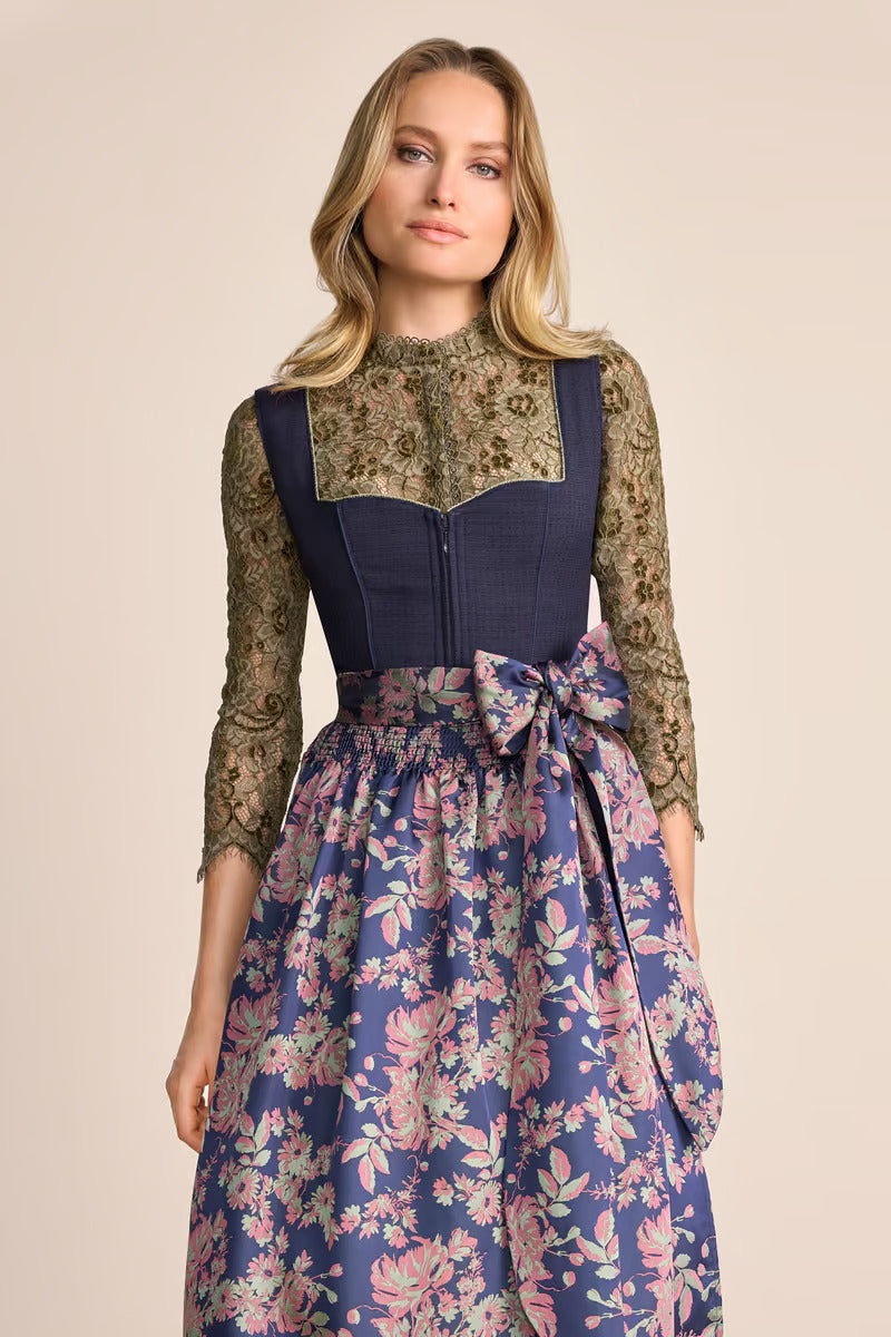 Kruger Long Dirndl 2pcs. 70cm "Melia" blue (closeout)