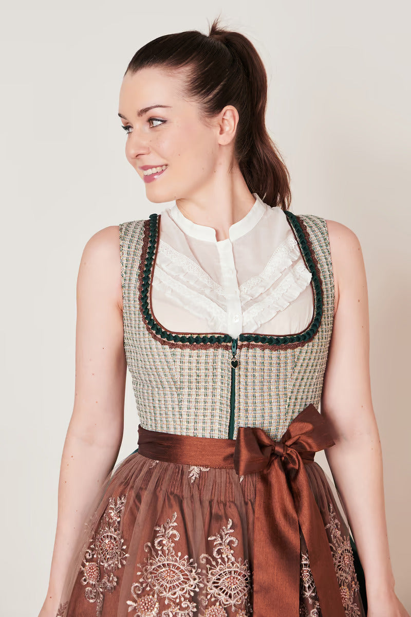 Kruger Midi Dirndl 2pcs. 60 cm "ASTERIA" green (low stock)
