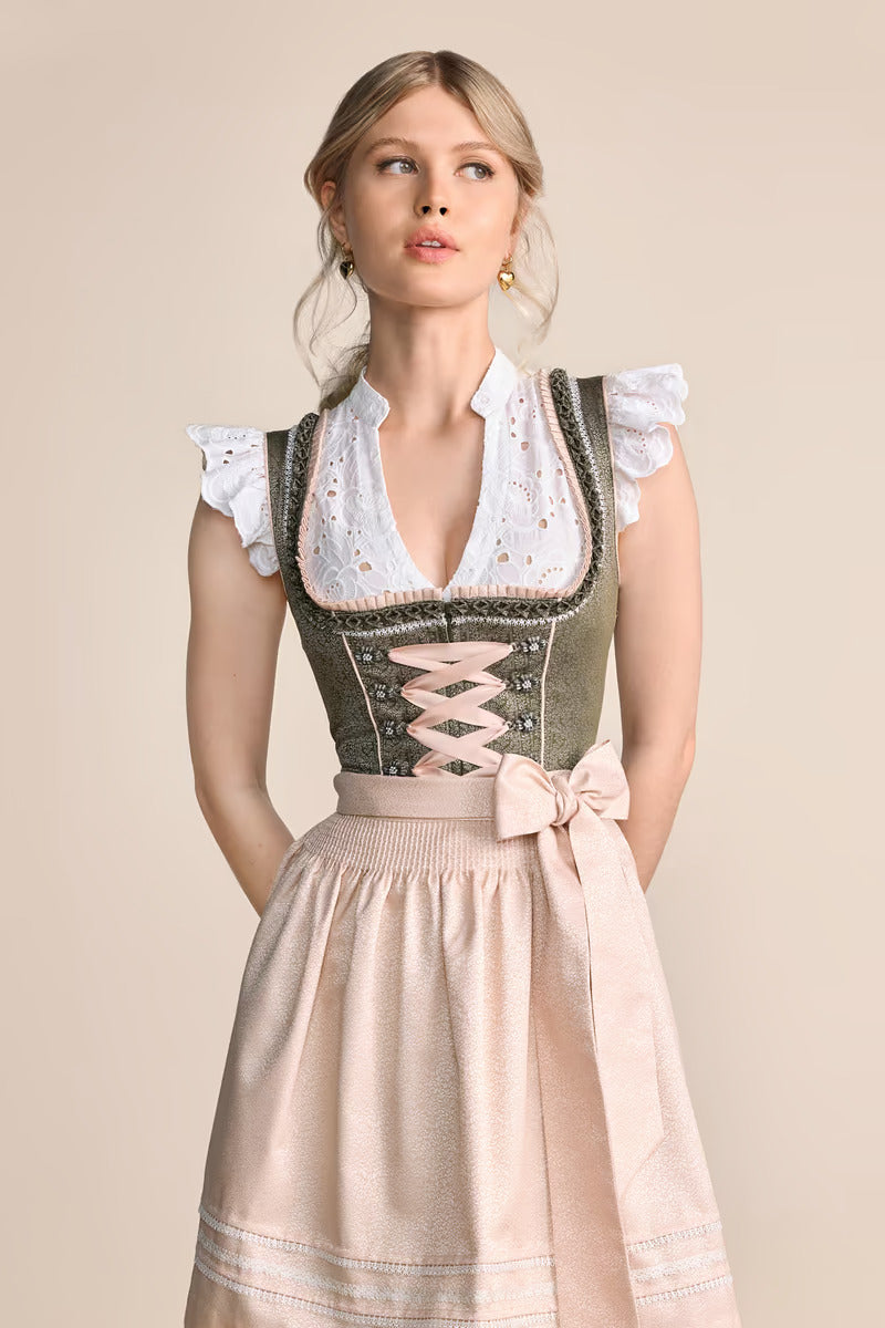 Kruger Midi Dirndl 2pcs. 60cm "Elowen" green