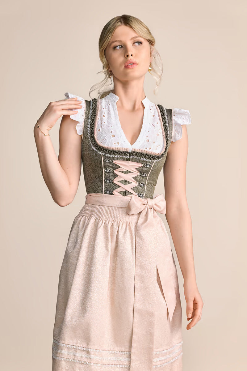 Kruger Midi Dirndl 2pcs. 60cm "Elowen" green