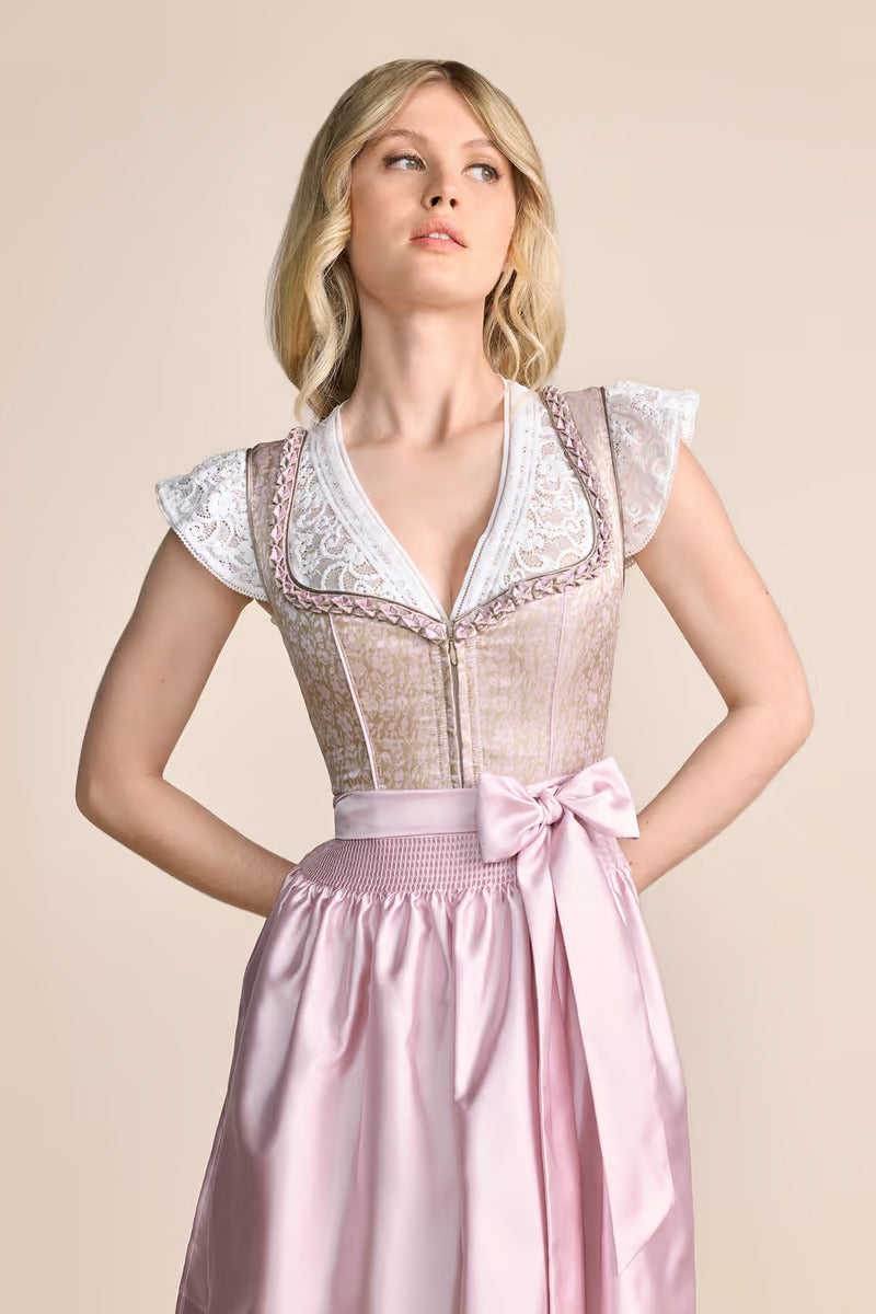 Kruger Midi Dirndl 2pcs. 60cm "Bruni" pink