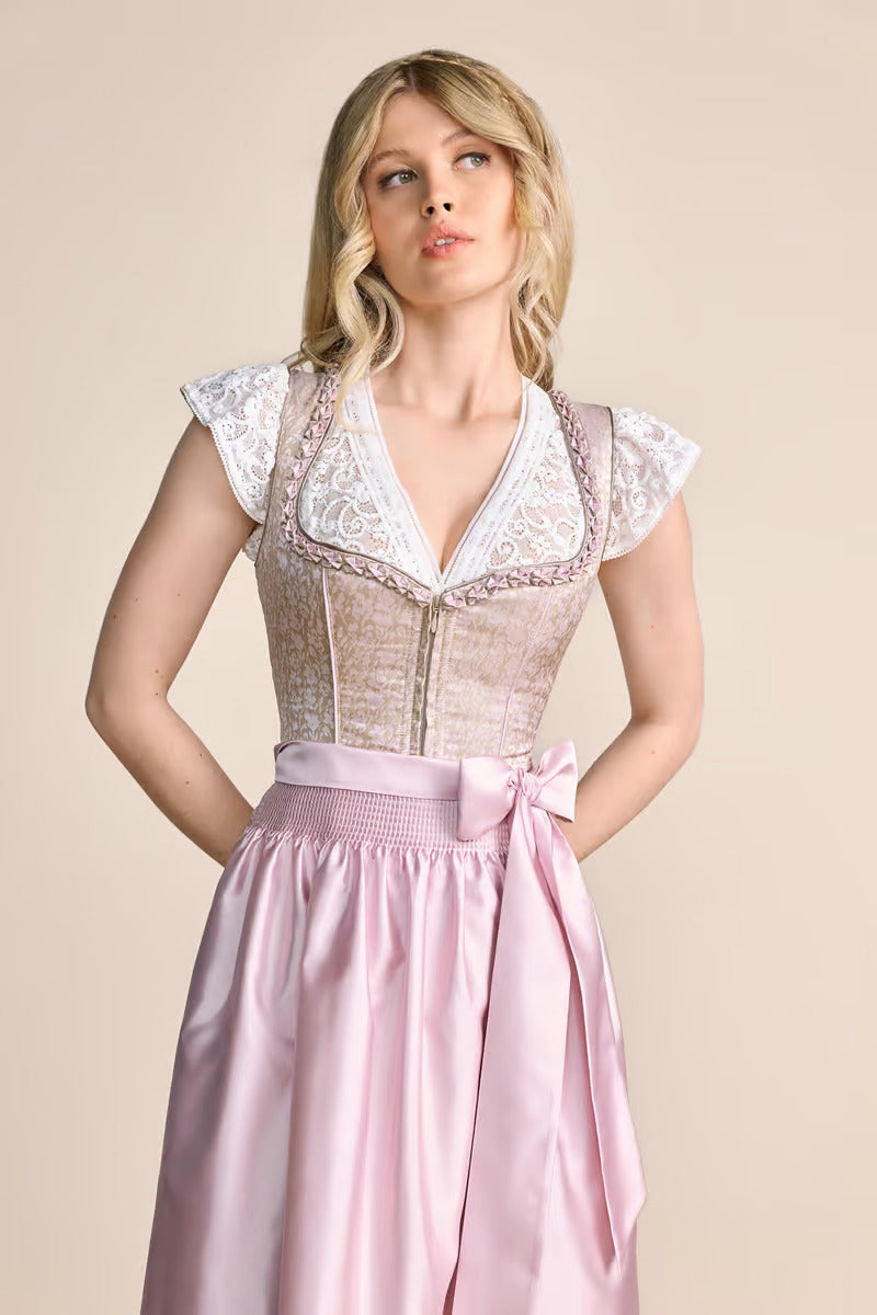 Kruger Midi Dirndl 2pcs. 60cm "Bruni" pink