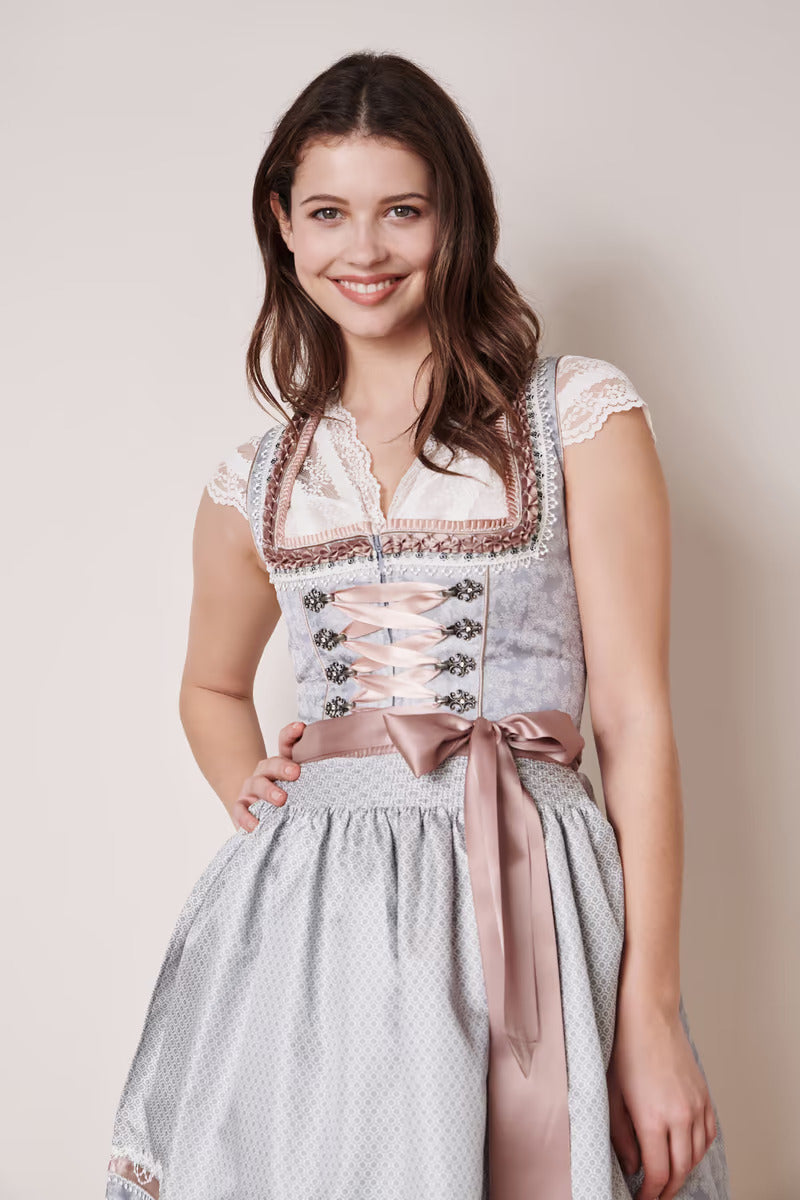 Kruger Mini Dirndl 2pcs. 50cm "Anella" gray (38,40)