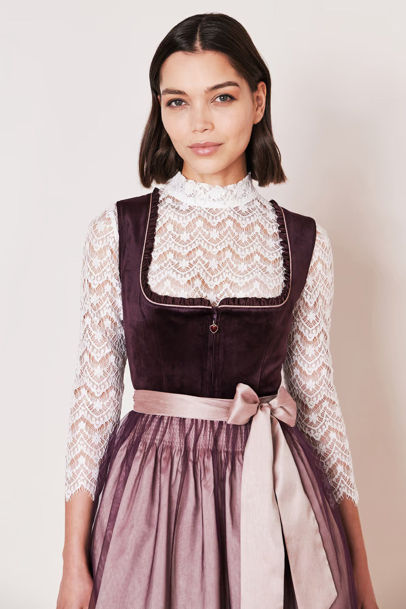 Kruger Midi Dirndl 2pcs. 60cm "Joelina" berry