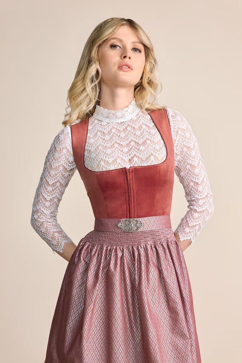 Kruger Midi Dirndl 2pcs. 60cm "Alisha" red