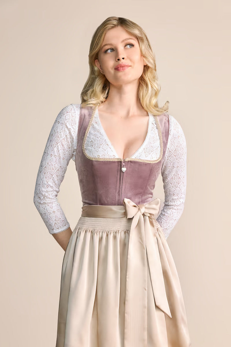 Kruger Midi Dirndl 2pcs. 60cm "Dena" pink (42,48)