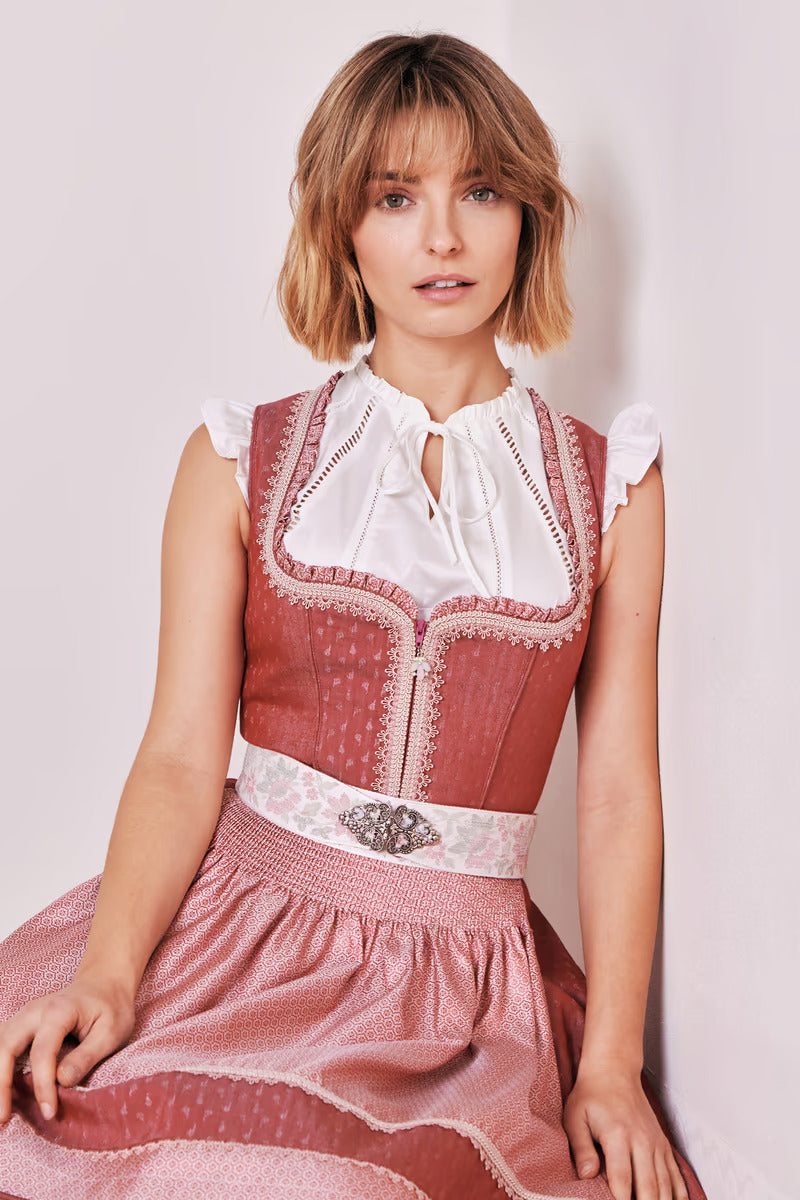 Kruger Mini Dirndl 2pcs. 50cm "Prunella" red (size 34,36)