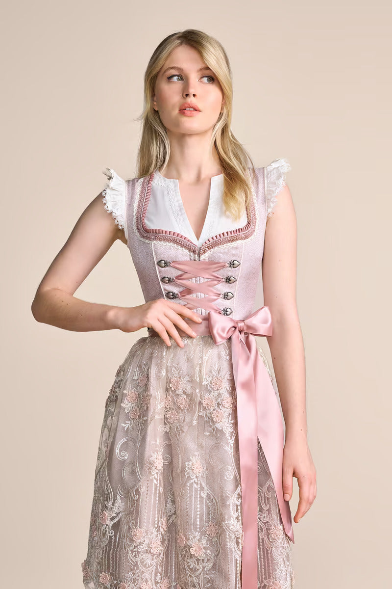 Kruger Midi Dirndl 2pcs. 60cm "Marielena" pink
