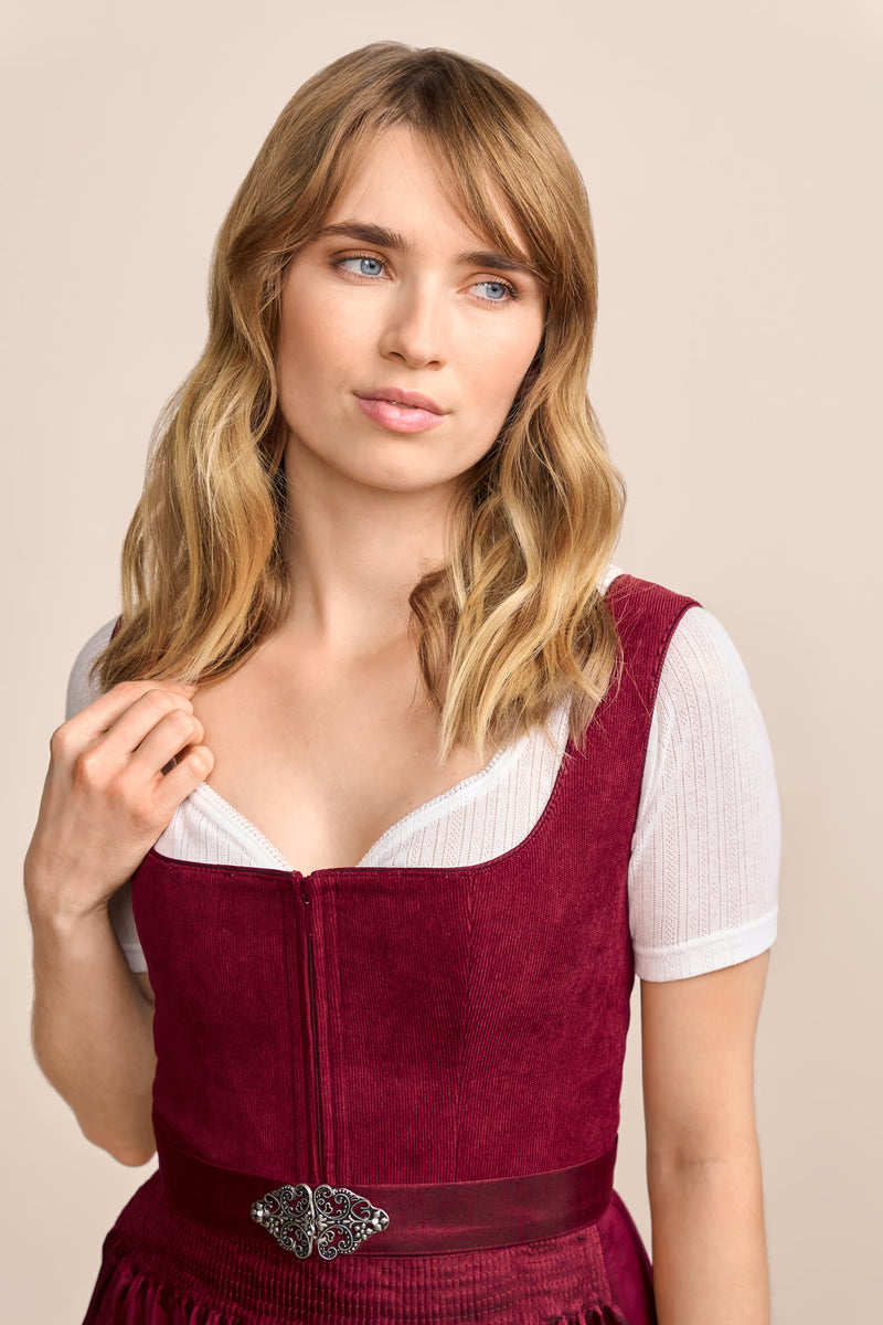 Kruger Midi Dirndl 2pcs. 60cm "Evi" red (size 34)