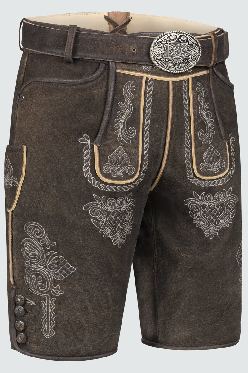 Kruger Men's Lederhosen "Vinc" with belt (in USA stock)
