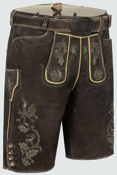Kruger Men's Lederhosen "Adreon" (brown) with Belt (52)