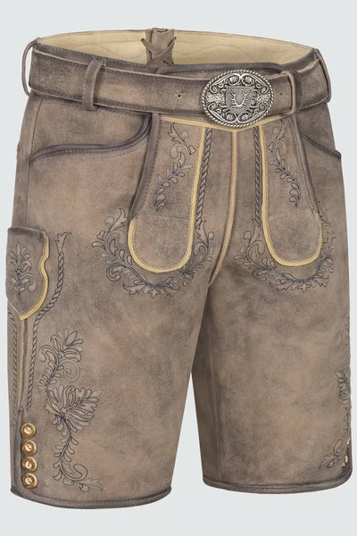 Kruger Men's Lederhosen "Brandon" (light brown) with Belt (56)