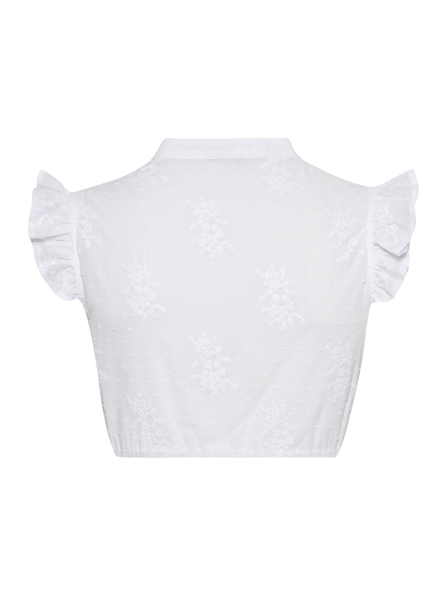 Berwin High-Neck Short Sleeve Embroidery Dirndl Blouse, White