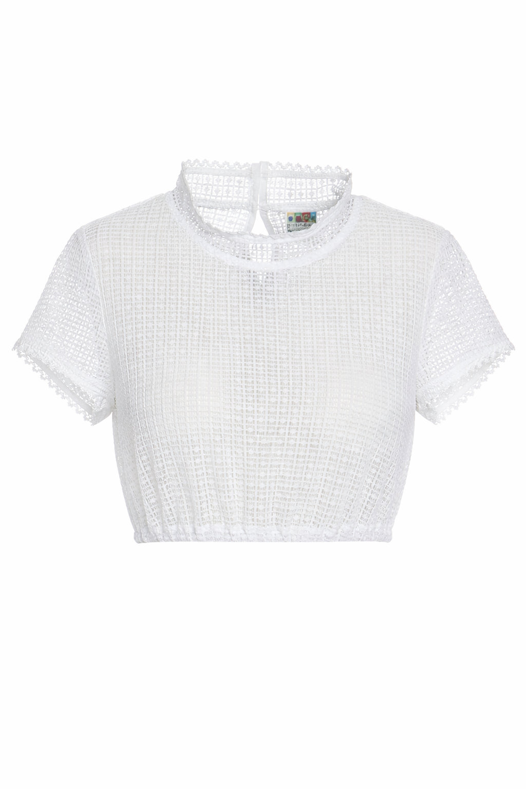 Berwin High-Neck Lace Dirndl Blouse, White