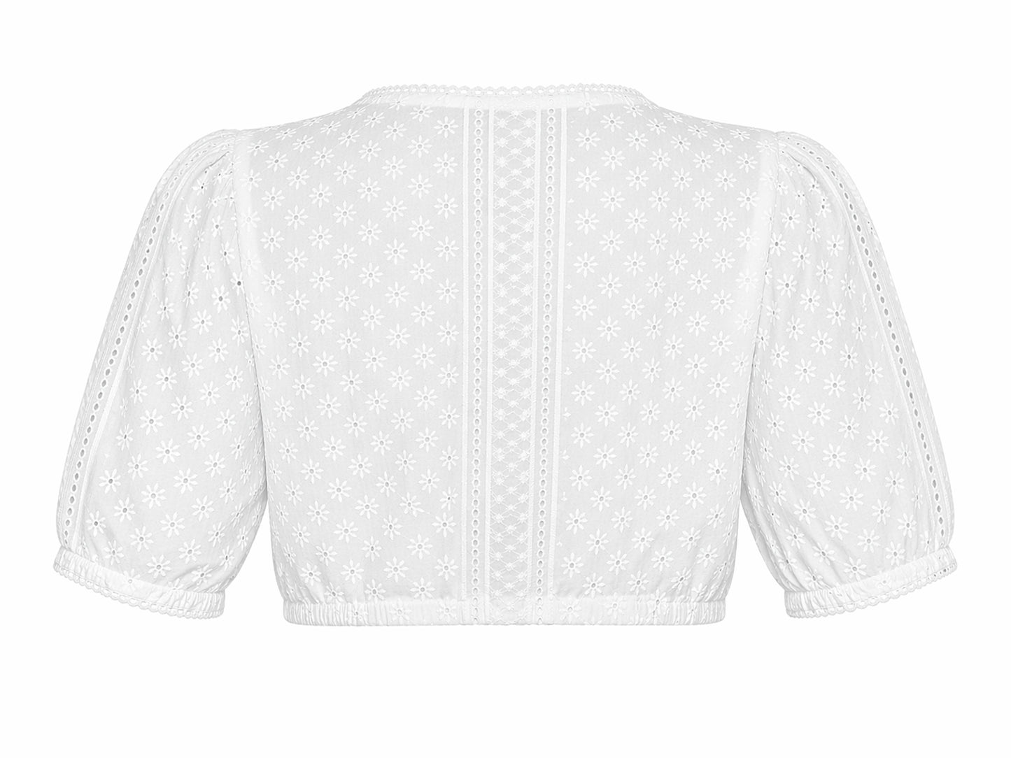 Berwin V-Neck Lace Embroidery Dirndl Blouse, White