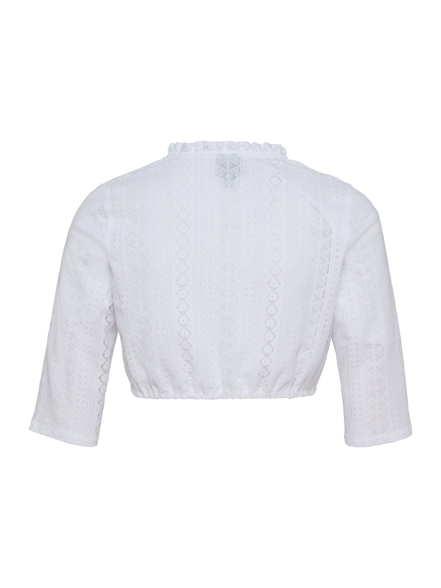Berwin High-Neck 3/4 Sleeve Lace Dirndl Blouse, White