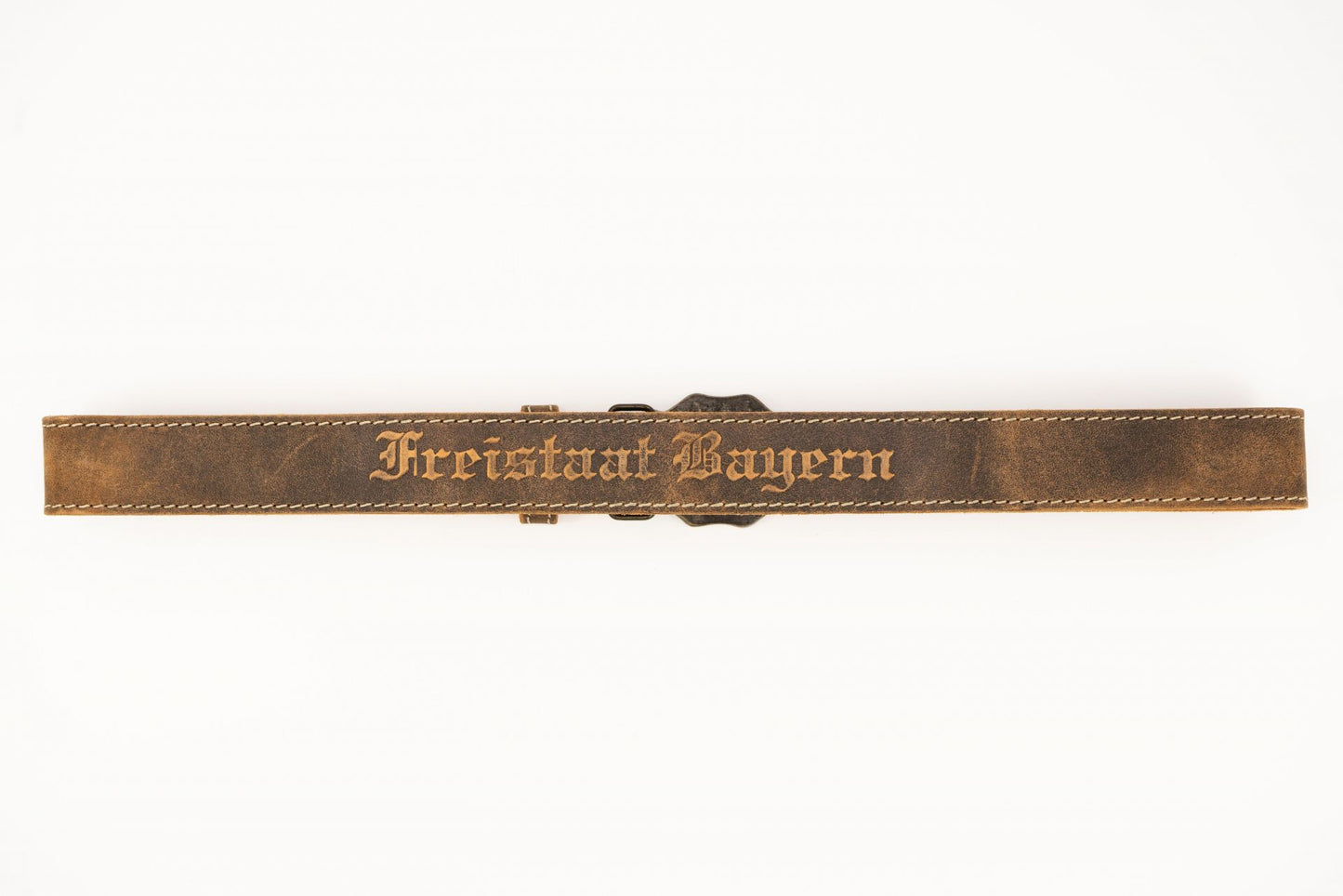 Brown Trachten Belt with "Free State of Bavaria" Buckle