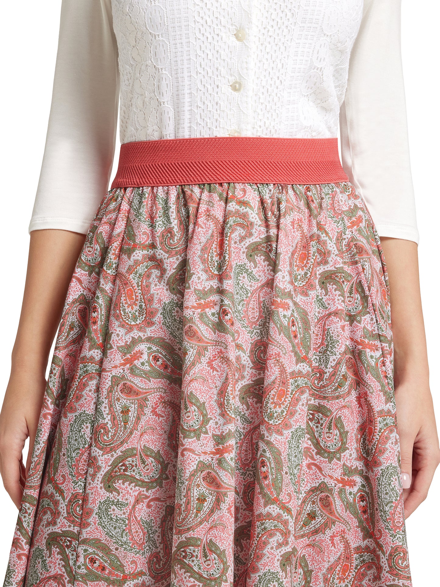 Berwin Traditional Skirt, Coral — 70cm