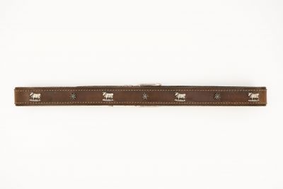 Women's Brown Trachten Belt with Edelweiss and Cow Appliqués