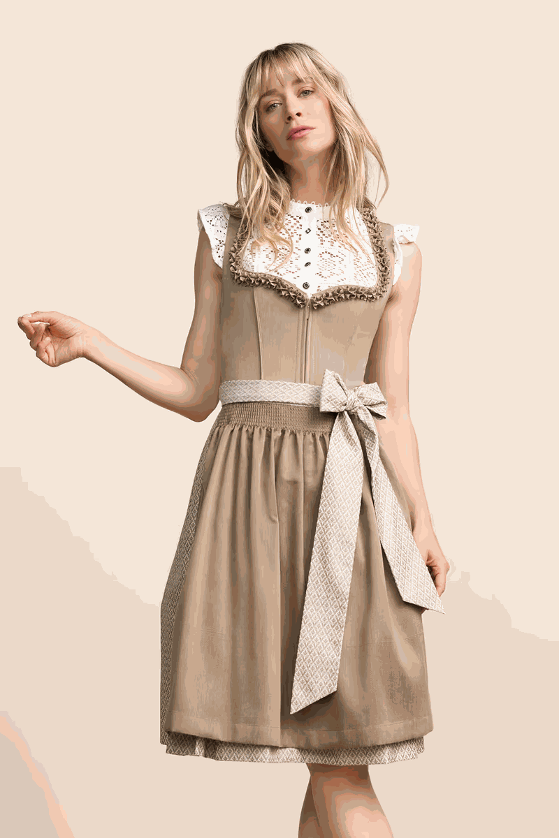 Kruger Long Dirndl 2pcs. 70cm "Anica" beige