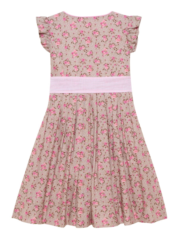 Barwolf Girls Dirndl 3 pcs. "Beth" taupe/rose