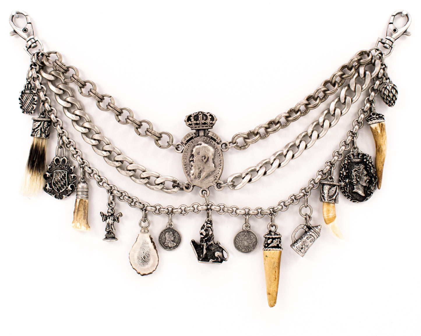 Charivari "The Regent of Bavaria" with triple chain in antique silver
