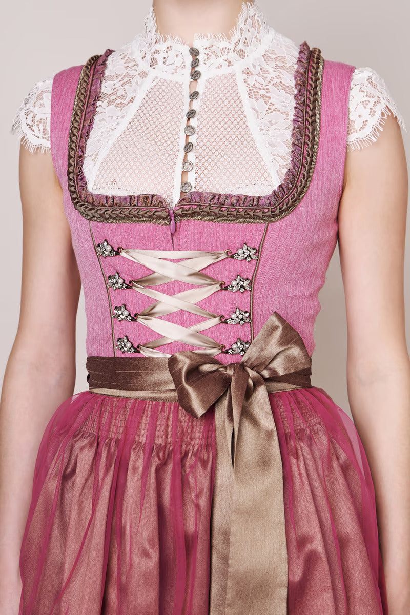 Kruger Midi Dirndl 2pcs. 70cm "Fushsia" red (size 36)