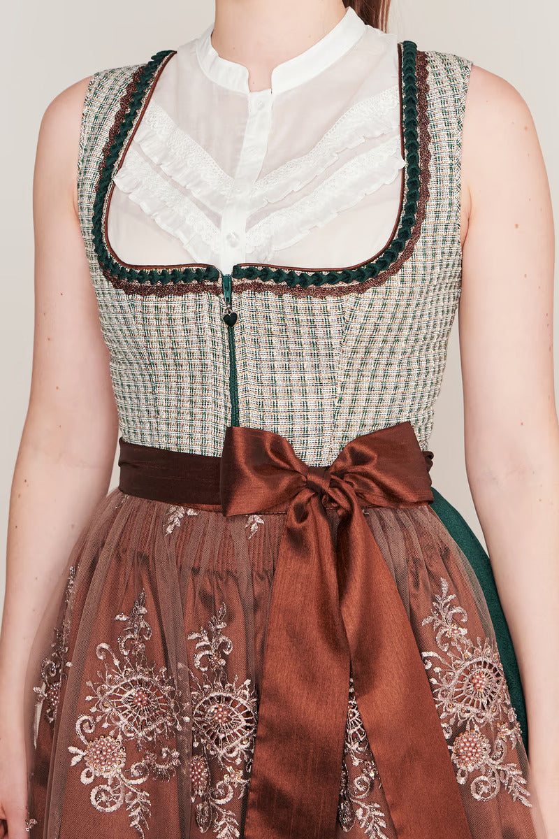 Kruger Midi Dirndl 2pcs. 60 cm "ASTERIA" green (low stock)