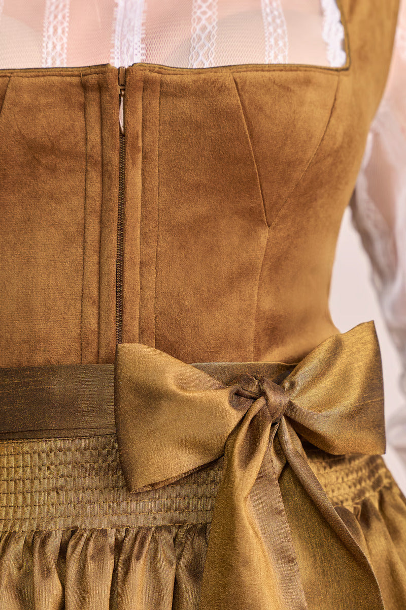 Kruger Long Dirndl 2pcs. 70cm "Suzanne" brown (closeout)
